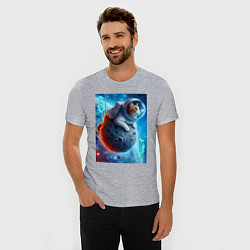 Футболка slim-fit Space cat - ai art, цвет: меланж — фото 2