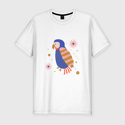 Мужская slim-футболка Синий попугай