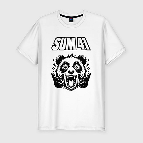 Мужская slim-футболка Sum41 - rock panda / Белый – фото 1