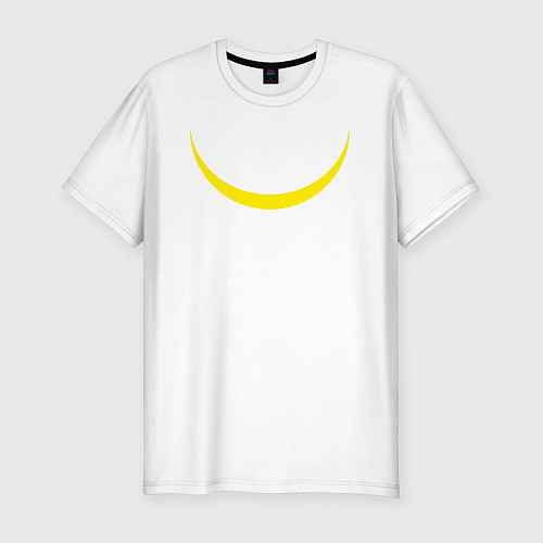 Мужская slim-футболка Желтый полумесяц улыбкой / Белый – фото 1