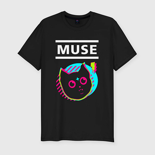 Мужская slim-футболка Muse rock star cat / Черный – фото 1