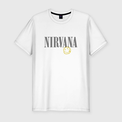 Мужская slim-футболка Nirvana logo smile / Белый – фото 1