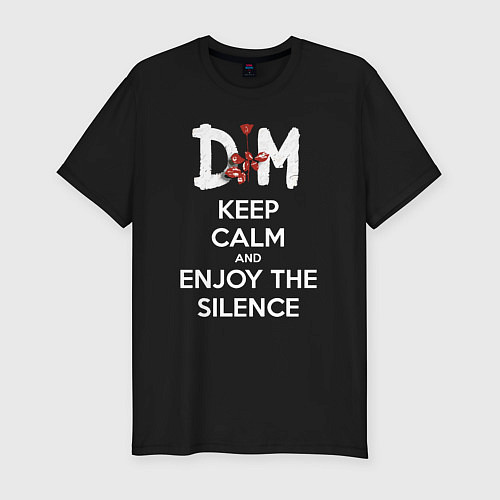 Мужская slim-футболка DM keep calm and enjoy the silence / Черный – фото 1