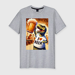 Мужская slim-футболка I love beer - ai art