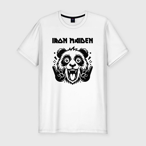 Мужская slim-футболка Iron Maiden - rock panda / Белый – фото 1