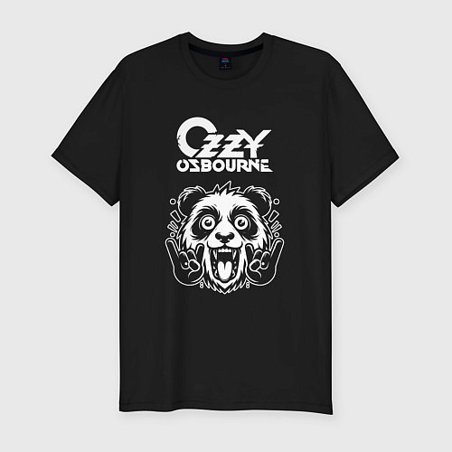 Мужская slim-футболка Ozzy Osbourne rock panda / Черный – фото 1