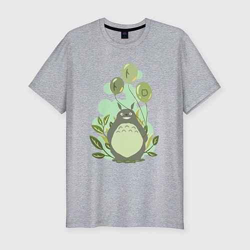 Мужская slim-футболка Green Totoro / Меланж – фото 1