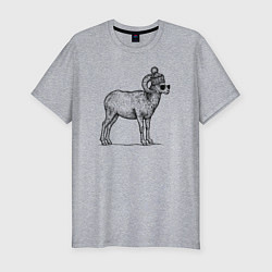 Футболка slim-fit Баран в шапке с помпоном, цвет: меланж