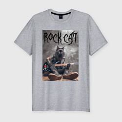 Мужская slim-футболка Rock cat - ai art