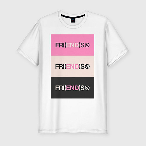 Мужская slim-футболка V Fri END S - friends song / Белый – фото 1