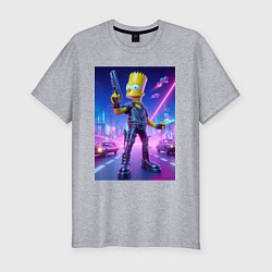 Футболка slim-fit Cyber Bart - neon glow ai art, цвет: меланж