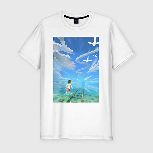 Мужская slim-футболка Тихиро Огино Хаку / Белый – фото 1