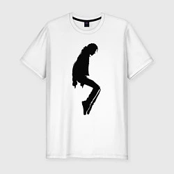 Футболка slim-fit Черный силуэт Майкла Джексона, цвет: белый