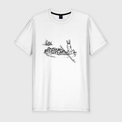 Футболка slim-fit Дед Мазии и заяц на лодке, цвет: белый