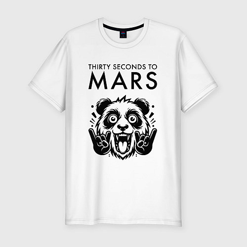 Мужская slim-футболка Thirty Seconds to Mars - rock panda / Белый – фото 1