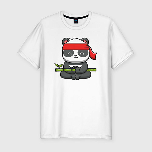 Мужская slim-футболка Панда релакс / Белый – фото 1