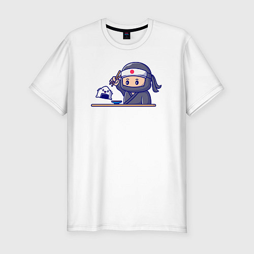 Мужская slim-футболка Суши самурай / Белый – фото 1