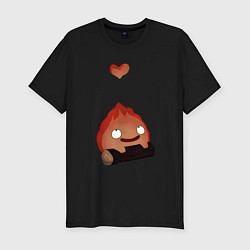 Мужская slim-футболка Кальцифер сердце