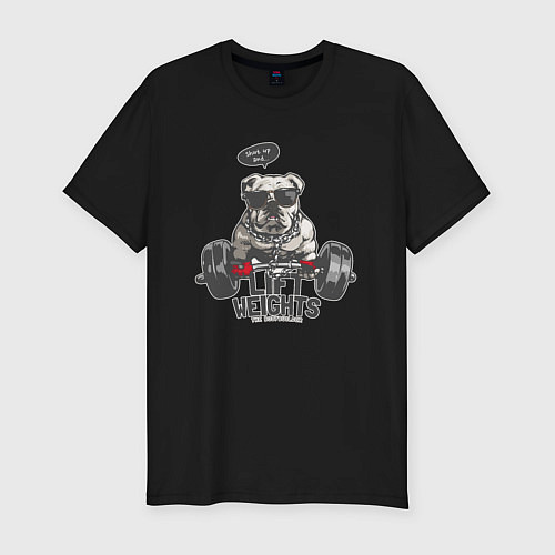 Мужская slim-футболка Пес - бодибилдер / Черный – фото 1