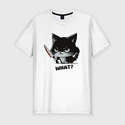 Футболка slim-fit What cat murderous, цвет: белый