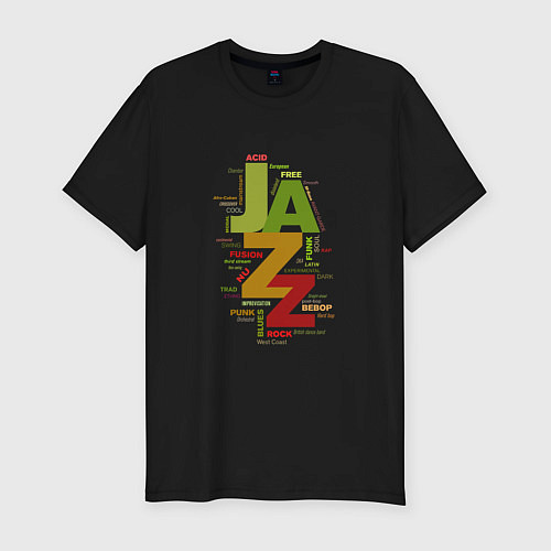 Мужская slim-футболка Джазовые стили в цвете / Черный – фото 1