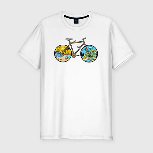 Мужская slim-футболка Nature bike / Белый – фото 1