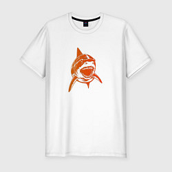 Мужская slim-футболка Оранжевая акула