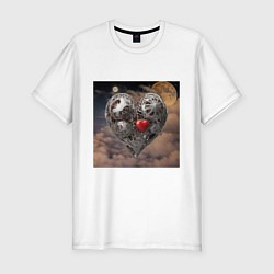 Мужская slim-футболка Сердце и луна