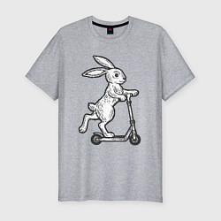 Мужская slim-футболка Зайчик с самокатом