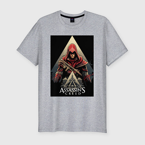 Мужская slim-футболка Assassins creed красный костюм / Меланж – фото 1