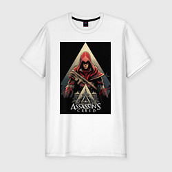 Мужская slim-футболка Assassins creed красный костюм