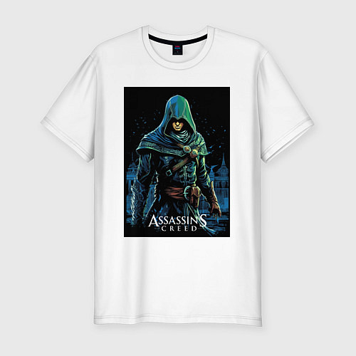 Мужская slim-футболка Assassins creed в капюшоне / Белый – фото 1