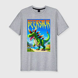 Мужская slim-футболка Пивозавр - мем нейросеть Майнкрафт
