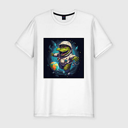 Мужская slim-футболка Крокодил в космосе