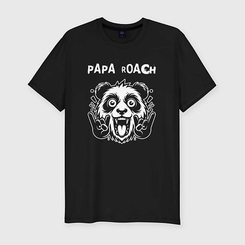 Мужская slim-футболка Papa Roach rock panda / Черный – фото 1