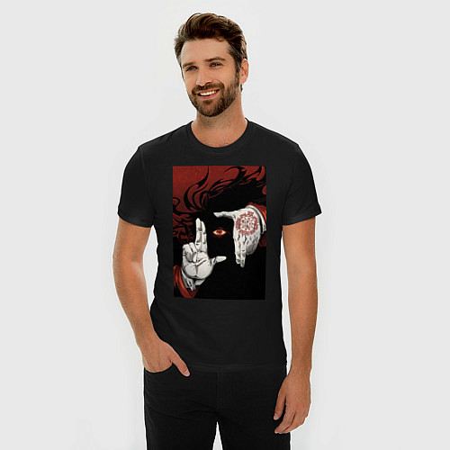 Мужская slim-футболка Хеллсинг Алукард Вампир / Черный – фото 3