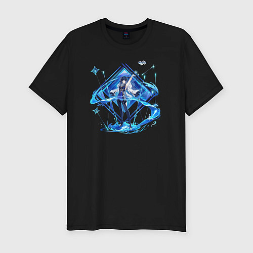 Мужская slim-футболка Е Лань из Геншин Импакт / Черный – фото 1