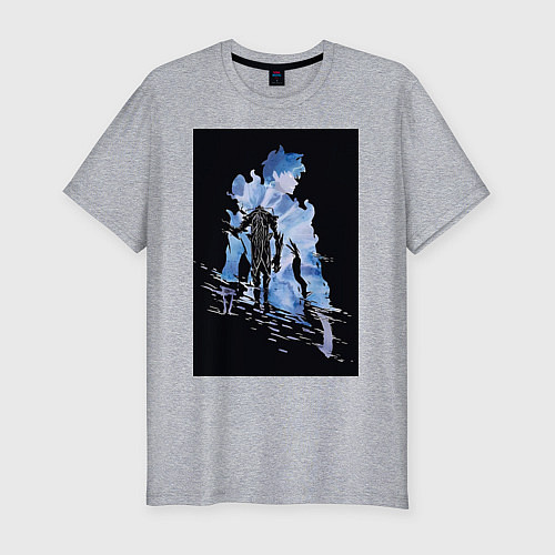 Мужская slim-футболка Поднятие уровня в одиночку охотник Джин Ву / Меланж – фото 1