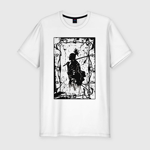 Мужская slim-футболка Воин с катаной / Белый – фото 1