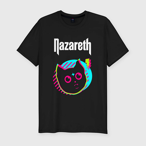 Мужская slim-футболка Nazareth rock star cat / Черный – фото 1