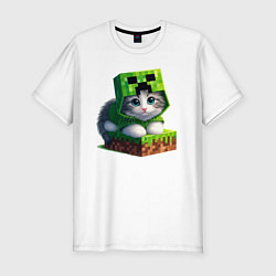 Футболка slim-fit Kitten creeper collaboration - ai art, цвет: белый