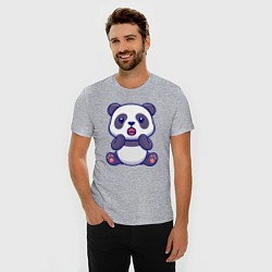 Футболка slim-fit Удивлённая панда, цвет: меланж — фото 2