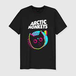 Мужская slim-футболка Arctic Monkeys rock star cat