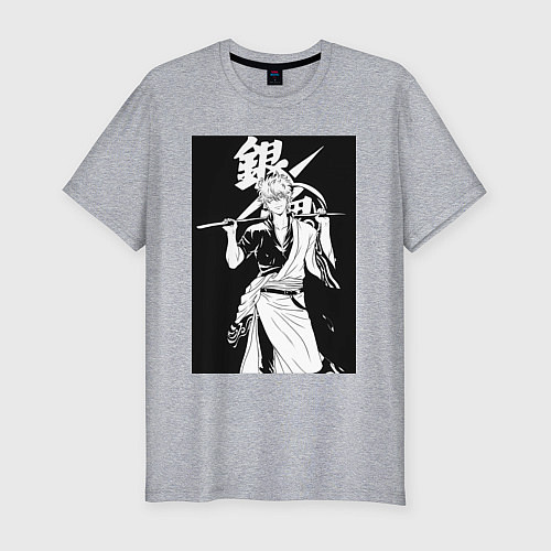 Мужская slim-футболка Гинтама Самурай / Меланж – фото 1