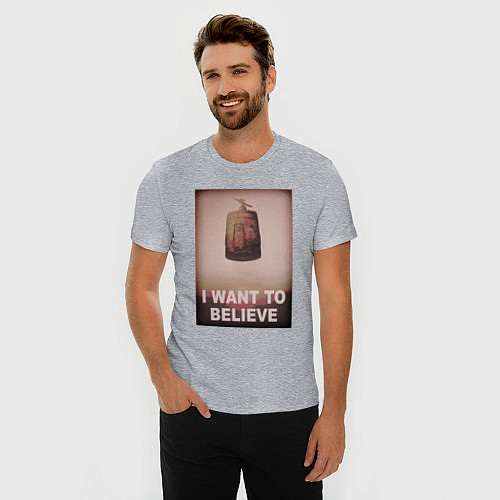 Мужская slim-футболка Кин дза дза - x files want to believe / Меланж – фото 3