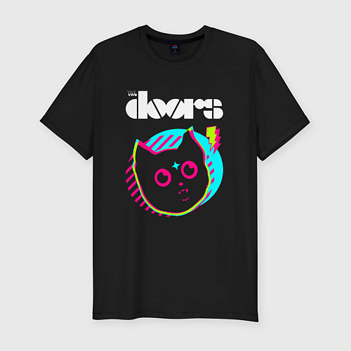 Мужская slim-футболка The Doors rock star cat / Черный – фото 1