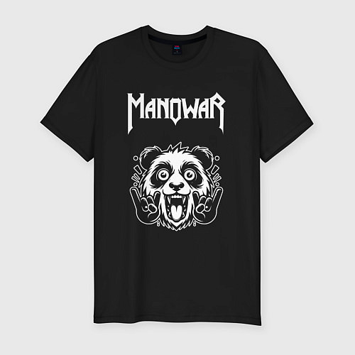 Мужская slim-футболка Manowar rock panda / Черный – фото 1