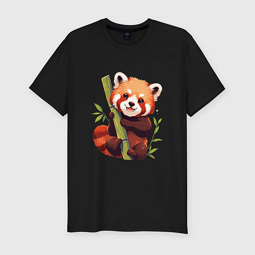 Мужская slim-футболка The Red Panda / Черный – фото 1