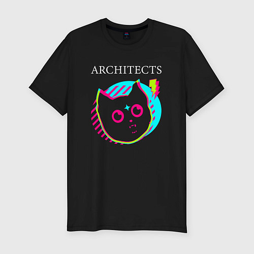 Мужская slim-футболка Architects rock star cat / Черный – фото 1