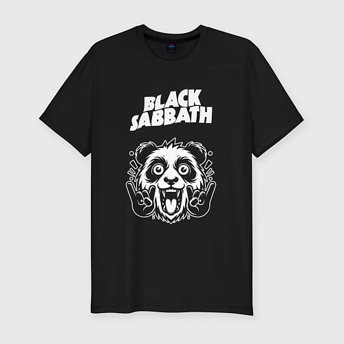 Мужская slim-футболка Black Sabbath rock panda / Черный – фото 1